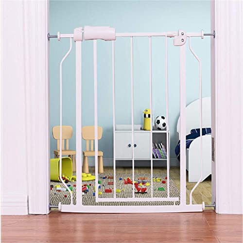 Extra Wide Pressure Mounted Baby Gate Walk Through Child Kids Safety Toddler Tension White Long Large Pet Dog Gates with Extension for doorways Kitchen