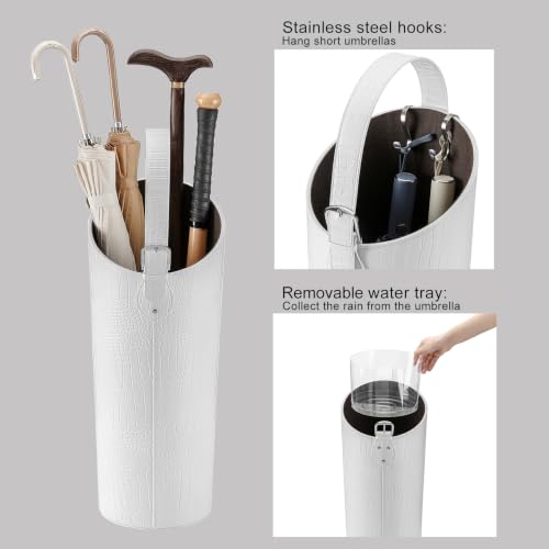 Artificial Leather White Umbrella Holder Stand Entryway Indoor