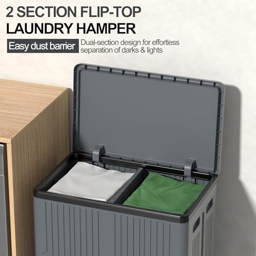 120L 2 Section Laundry Hamper
