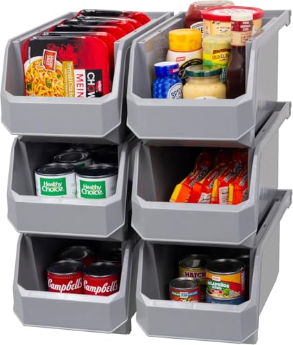 Large Stackable Plastic Storage Bins (6 Count)