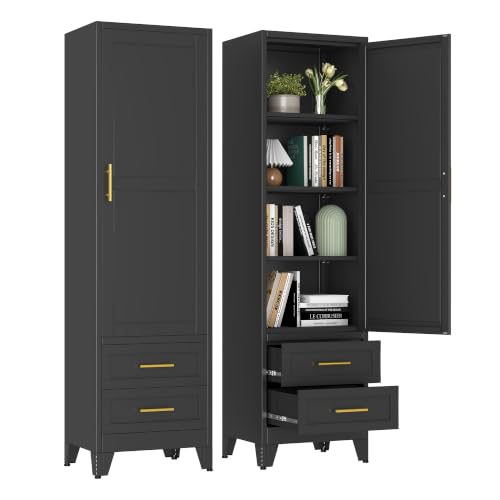 67" Tall Narrow Metal Storage Cabinet