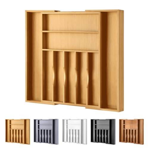 Large Premium Bamboo Silverware Organizer