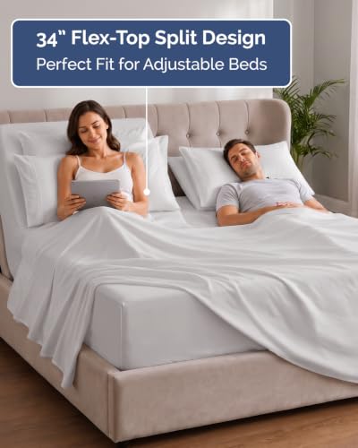 Extra Deep Flex Top Split Head King Sheet Set