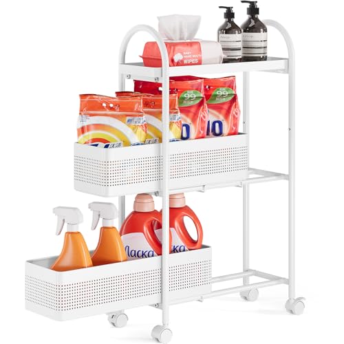 3 Tier Slim Rolling Cart with Drawer