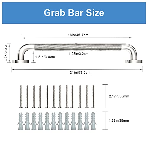 18 Inch Brushed Nickel Knurled Grab Bar for Shower (2 Count)
