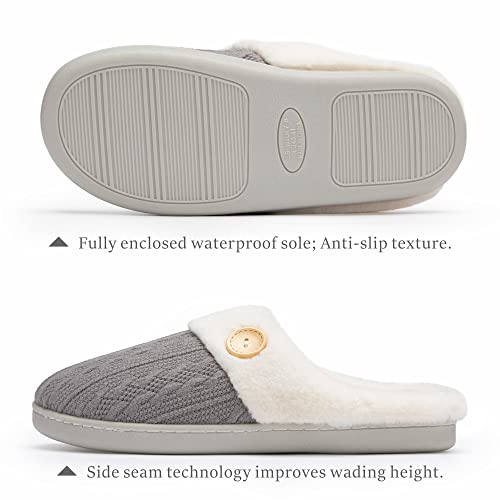 Womens Slipper Warm Comfy Memory Foam House Slippers Knitted Shoes Faux Fur Lined Anti