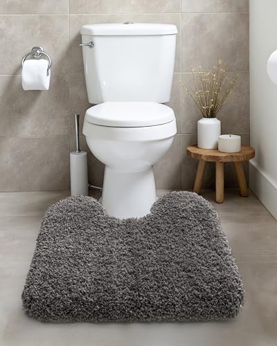 Dark Gray Toilet Rugs U Shaped 22" × 24" Non Slip & Super Absorbent Extra Thick Soft (3.675 Sq Ft)