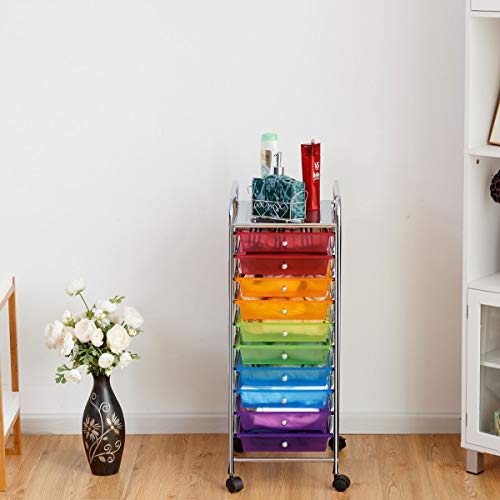 10 Drawer Rolling Storage Cart Scrapbook Paper Office School Organizer