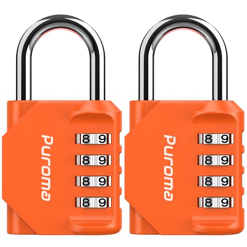 2 Pack Combination Lock Locker 4 Digits Combo Padlock Gym Orange (2 Count)