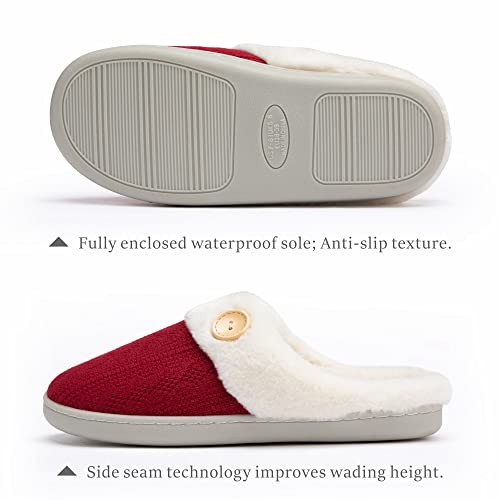 Womens Slipper Warm Comfy Memory Foam House Slippers Knitted Shoes Faux Fur Lined Anti