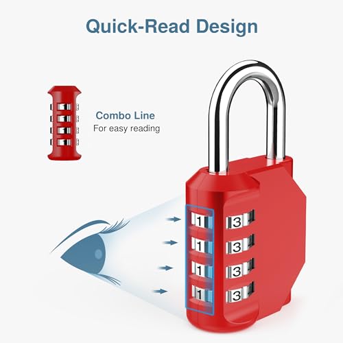 4 Combination Lock Locker 4 Digits Combo Padlock Gym Red & Black