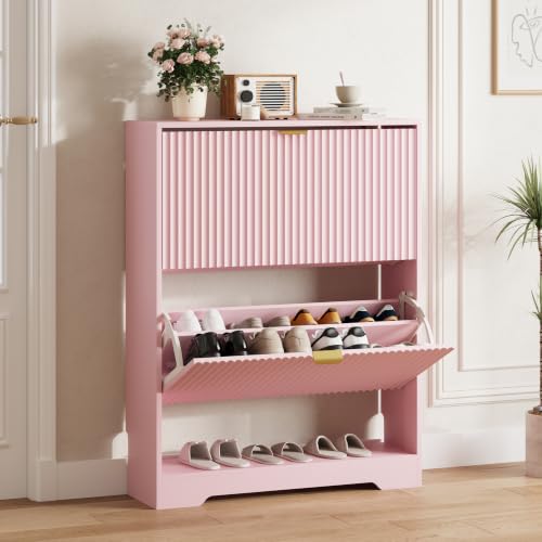 Shoe Cabinet Storage for Entryway with 2 Flip Drawer