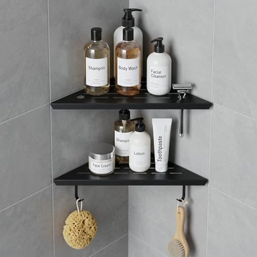 Bathroom Corner Shower Shelf 2 Pack 12" Matte Black