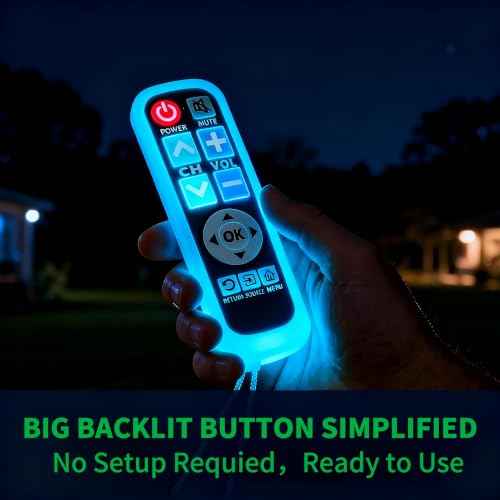 Backlit Big Button TV Remote Replacement for Samsung TV with Cover & Hook