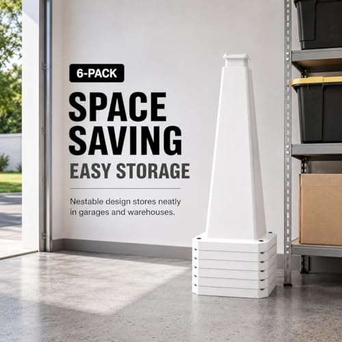 3 Pack 36" Bright White Traffic Safety Cones with Weighted Base