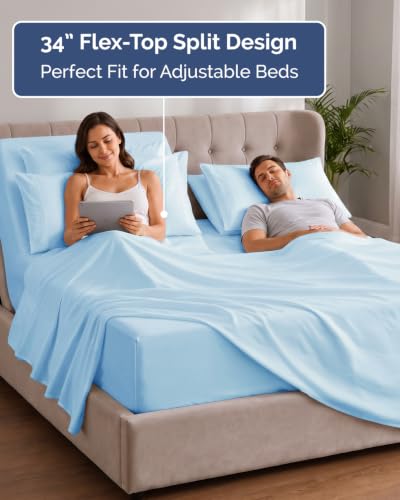 Extra Deep Flex Top Split Head King Sheet Set
