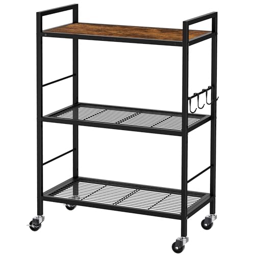 3 Tier Metal Storage Rack with Industrial Wheels