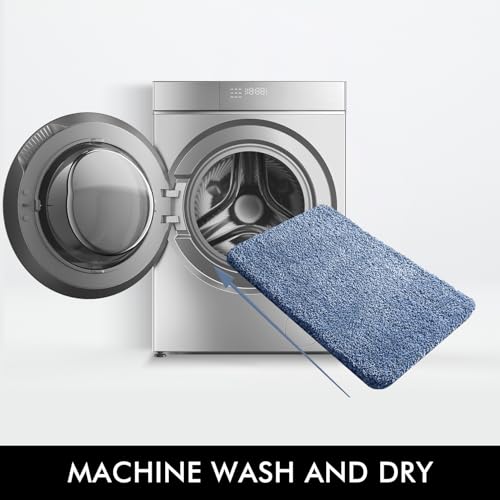 Blue Bathroom Rugs Soft Small Microfiber Bath Mat 16x24 Inch