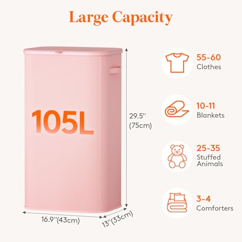 105L Large Laundry Basket with Lid