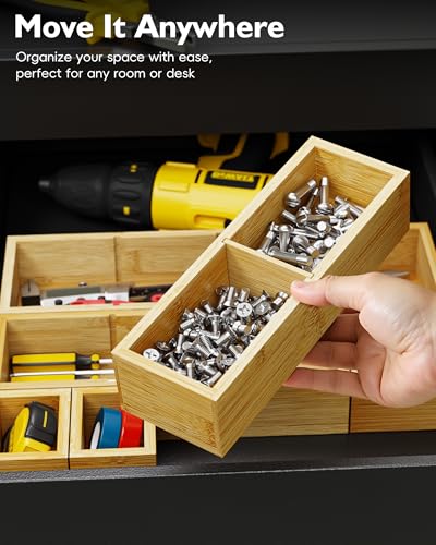 12 Piece Bamboo Drawer Organizer Set (12 Count)