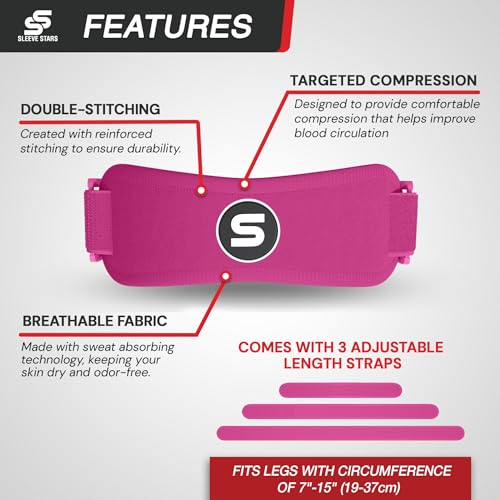 Sleeve Stars Swedish Brand Patellar Tendon Support Strap for Women & Men Effective Osgood Schlatter Knee Brace Youth & Kids Knee Brace with 3 Adjustable Length fits 7"
