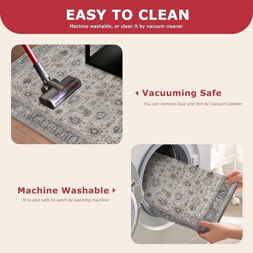 Washable Area Rug 5x7 Living Room Grey