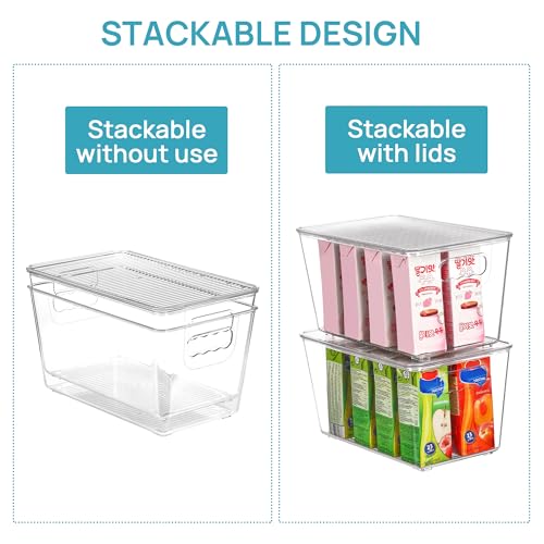 12 Pack Clear Stackable Storage Bins with Lids and Handles (12 Count)
