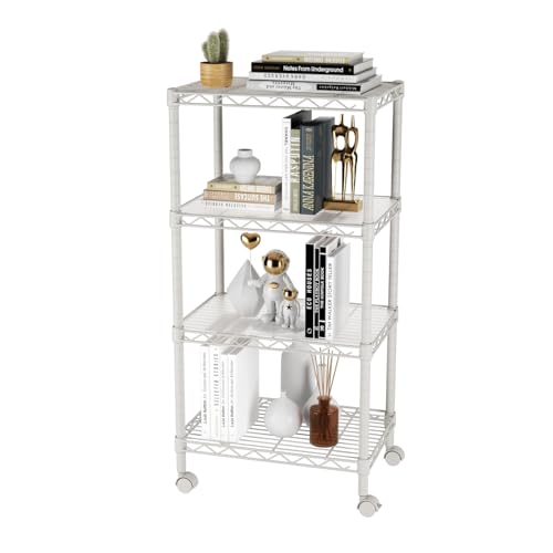 4 Shelves Storage Shelf Wire Shelving Unit Metal Adjustable Wheels