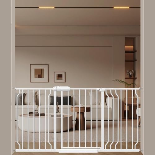 52.76 62.2" Extra Wide Baby Gate Pressure Mounted 30" Tall White