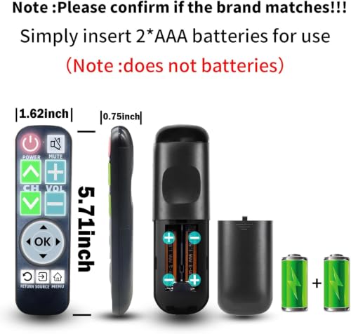 Backlit Big Button TV Remote Replacement for Samsung TV with Cover & Hook