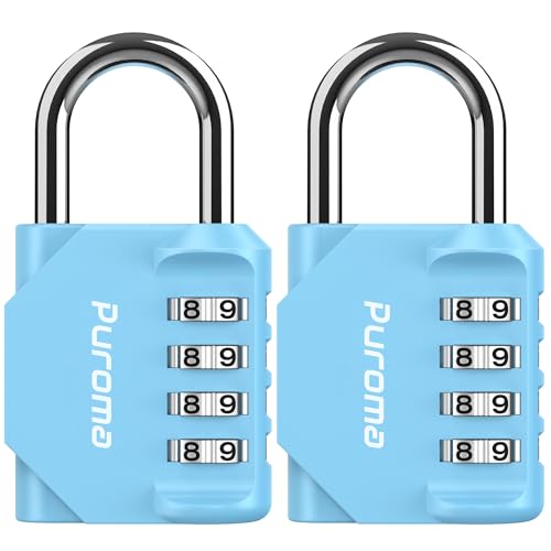 2 Pack Combination Lock Locker 4 Digits Combo Padlock Gym Sky Blue (2 Count)