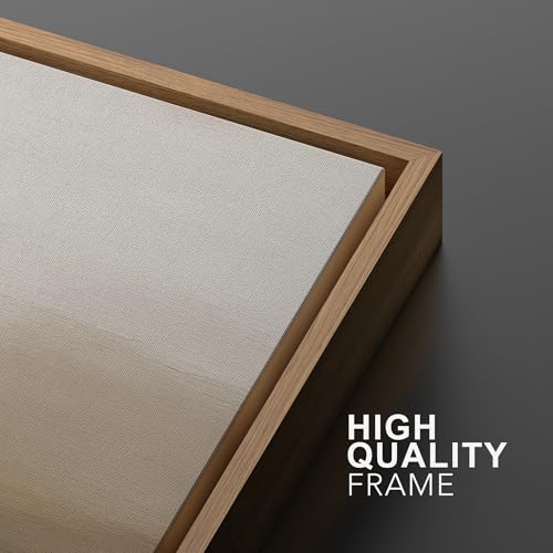 Framed Canvas Print Wall Art Abstract Neutral Beige Contemporary Minimalist Landscape Illustrations Modern Art Decorative Bohemian for Living Room