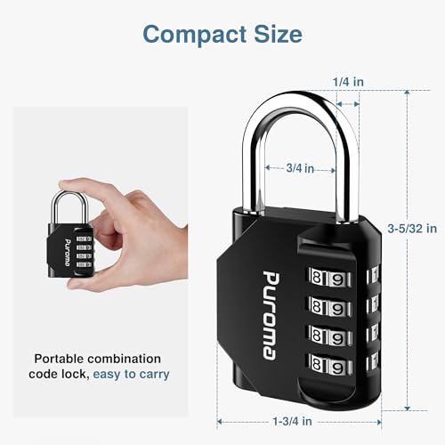 2 Combination Lock Locker 4 Digits Combo Padlock Gym Red & Black (2 Count)