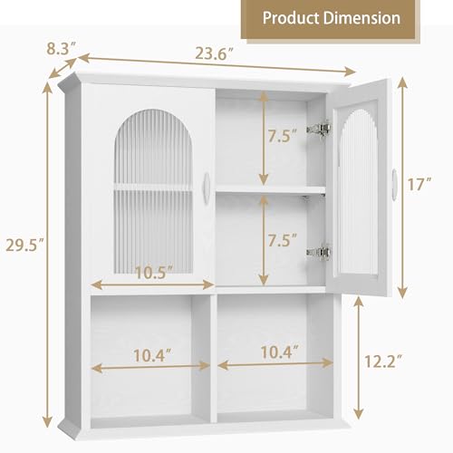 Bathroom Wall Cabinet with Fluted Door