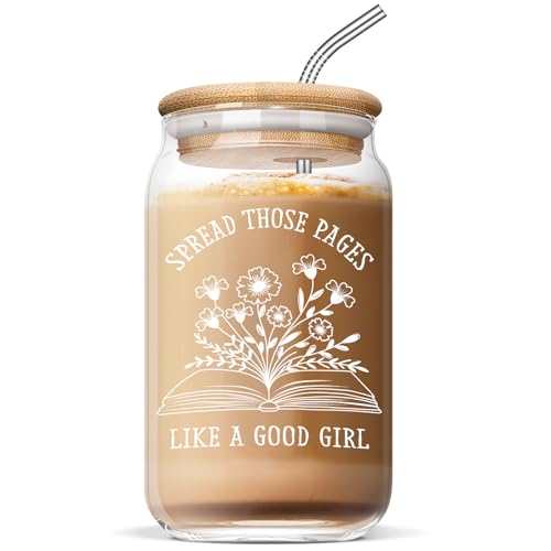 Book Lovers Gifts for Readers Teacher Gift 16oz Glass Cup