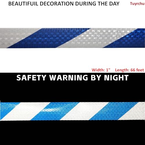 Blue and White Reflective Tape Outdoor Waterproof 1 inch X 66 feet