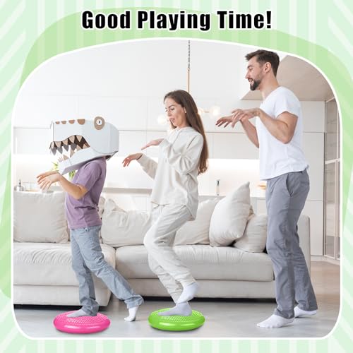 2 Pcs Wiggle Seat Inflated Wobble Cushion Flexible Balance Disc with Air Pump for Core Stability Strengthening Improving Posture Physical Exercise (3 Count)
