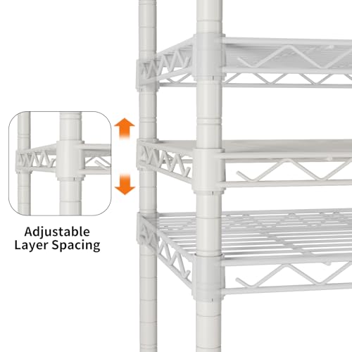 4 Shelves Storage Shelf Wire Shelving Unit Metal Adjustable Wheels