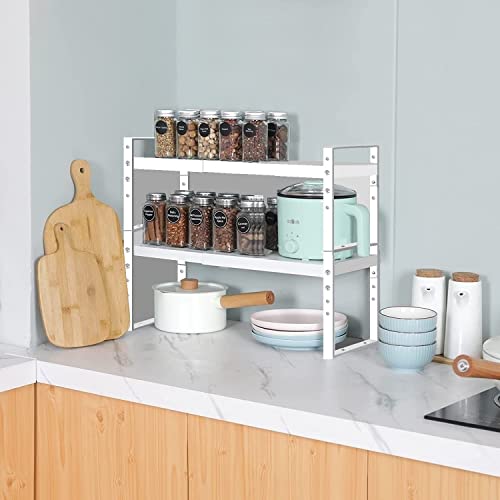 Expandable Stackable Spice Rack Cabinet Shelf Organizer in Cabinets Shelves Kitchen Cupboard Organization Stack up Racks Pantry Countertop Storage Medium (3 Count)