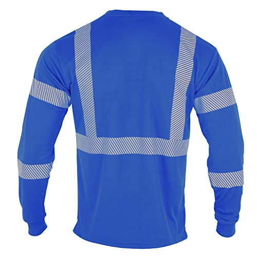 Safety Reflective High Visibility Long Sleeve Shirts ANSI Class 1 Hi Vis Construction Work T Shirts for Men
