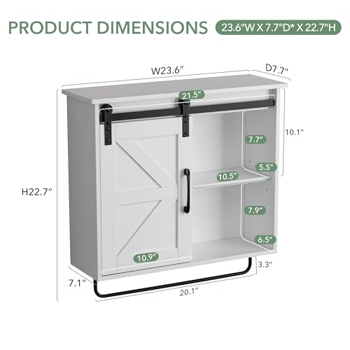 23" Bathroom Wall Cabinet with Sliding Door