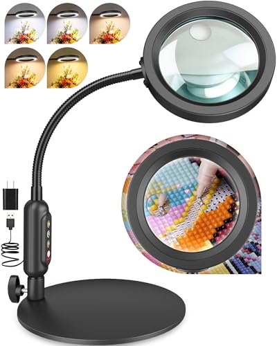 30X 10X Magnifying Glass with Light and Stand