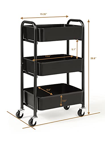 3 Tier Delicate Compact Rolling Metal Storage Organizer
