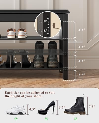 Shoe Rack Bench Seat Rubberwood 3