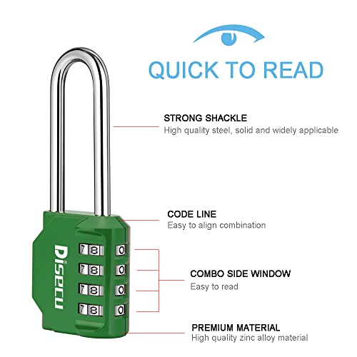 2 Pack disecu 2.6 Inch Long Shackle Combination Lock (2 Count)