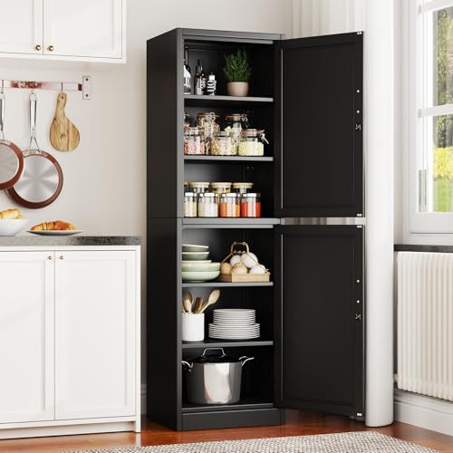 67" Black Lockable Tall Narrow Metal Storage Cabinet
