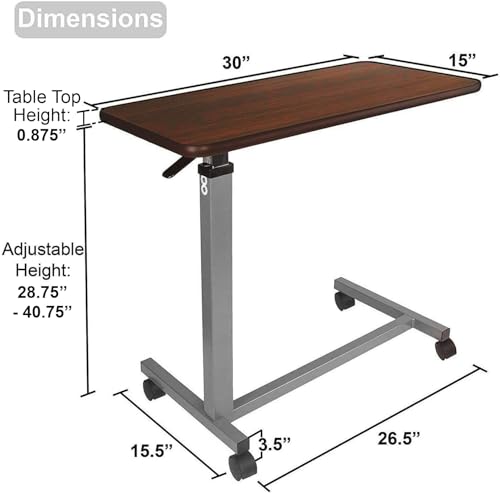 Medical Adjustable Overbed Bedside Table with Wheels