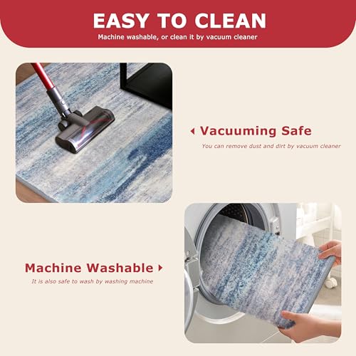 Modern Abstract Washable Long Rug Runner 2.6x18 Hallway Rug Runner Non (46.8 Sq Ft)