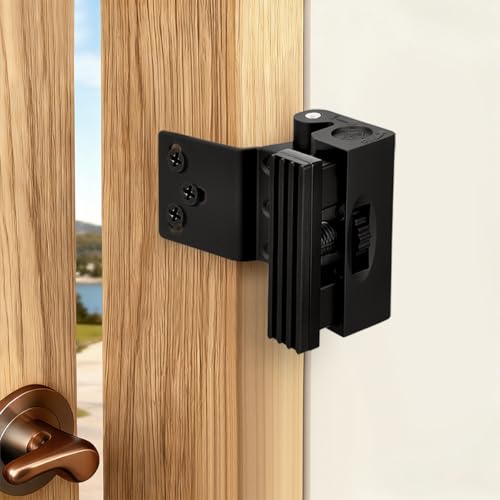 Black Adjustable Home Security Door Reinforcement Lock