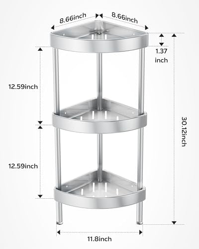 3 Tier Aluminum Corner Shower Caddy Standing Rustproof (3 Count)